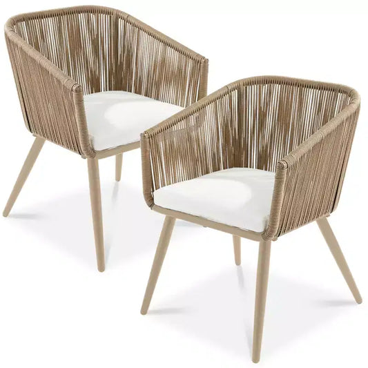 Lot de 2 chaises de salle à manger d'extérieur Best Choice Products, en osier tressé, capacité de 113 kg