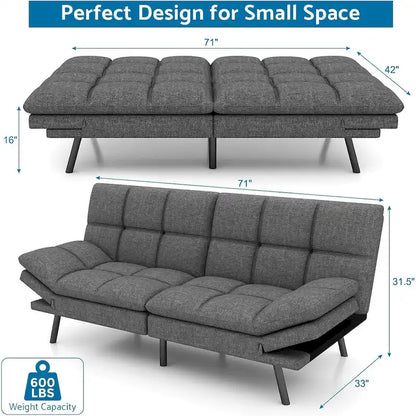 Divano Futon Letto in Memory Foam con Schienale Diviso Regolabile per Spazi Piccoli
