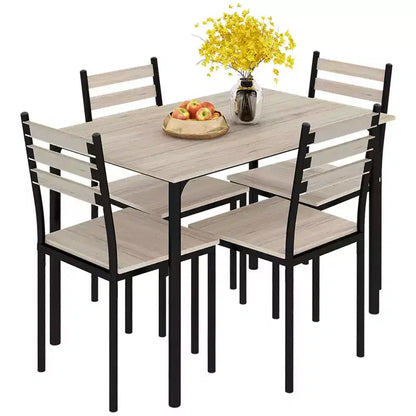 Set Tavolo da Cucina da Pranzo Moderno 5 Pezzi HOMCOM, 1 Tavolo 4 Sedie con Gambe in Metallo, Adatto per Esterni