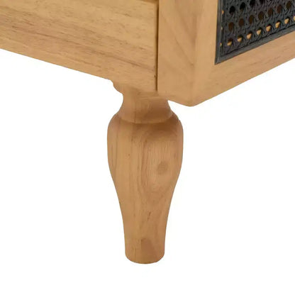 Divanetto Divano Moderno di Metà Secolo con Morbida Imbottitura, Braccioli in Rattan e Gambe in Legno, Divano a 2 Posti per Soggiorno, Camera da Letto o Appartamento-Panipeachy