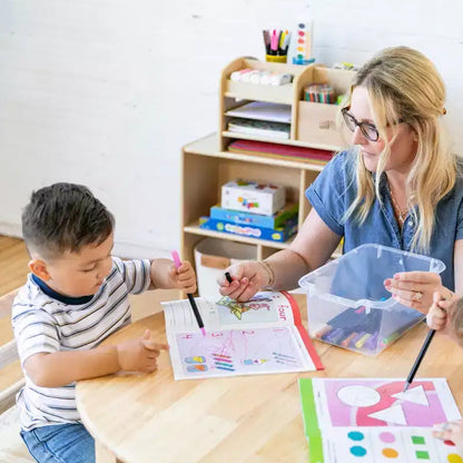 Meuble de rangement 15 bacs ECR4Kids Streamline avec 15 bacs à façade incurvée, 3x5, mobilier pour enfants
