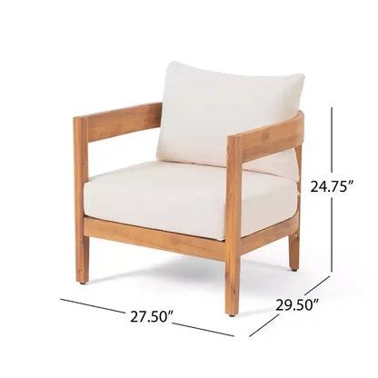 Christopher Knight Home Safira Ensemble de conversation 5 pièces en bois d'acacia rustique pour patio avec coussins épais