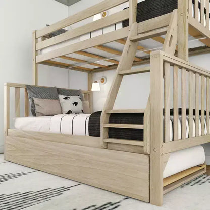 Lit superposé Max & Lily une place au-dessus d'un lit double avec lit gigogne, lits superposés pour enfants en bois massif de style scandinave