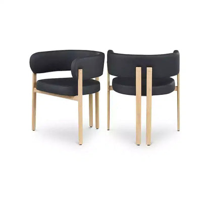 Meridian Furniture, Sedia da pranzo Gideon in pelle vegana nera, Set da 2