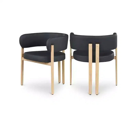 Meridian Furniture, Sedia da pranzo Gideon in pelle vegana nera, Set da 2