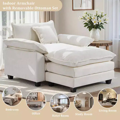 Poltrona a sacco oversize in ciniglia EHMKNP con pouf