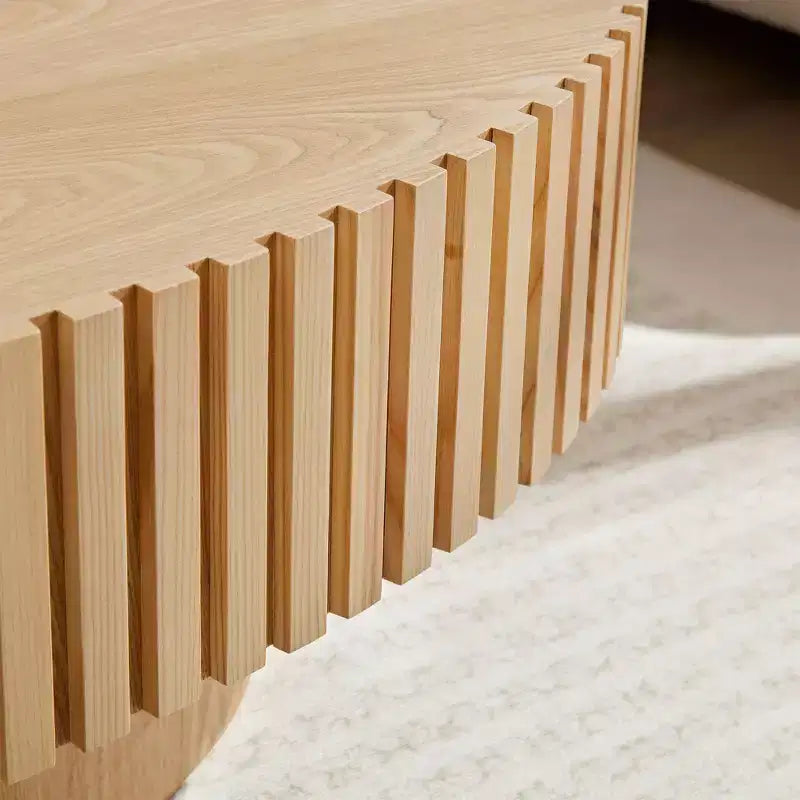 Tavolino da caffè ovale/quadrato, tavolino centrale scanalato minimalista, tavolino d'appoggio, frassino naturale/noce/nero opaco-ModernLuxe