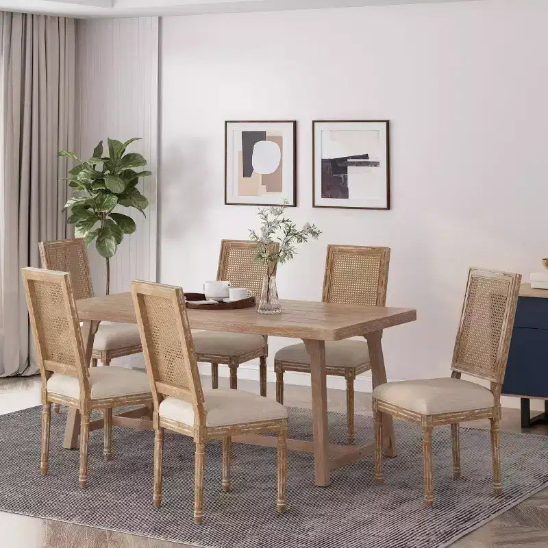 Lot de 6 chaises de salle à manger Regina en bois et cannage de style campagne française - Christopher Knight Home