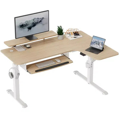 Scrivania angolare EUREKA ERGONOMIC 60x23 regolabile in altezza con set di accessori