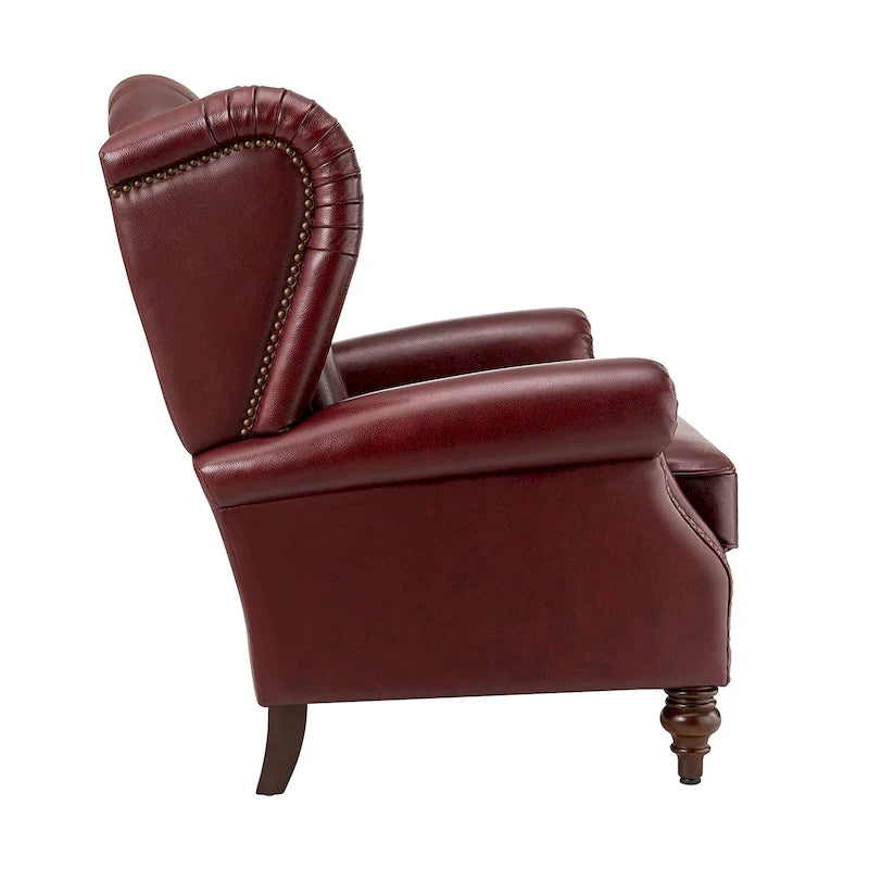 Fauteuil Alex Classic Wingback en cuir avec clous décoratifs (lot de 2) par HULALA HOME