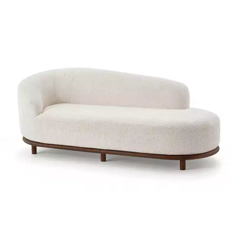 ModernLuxe Chaise Longue, Divano Moderno Metà Secolo con Struttura in Legno di Gomma, Daybed Orientato a Sinistra per Soggiorno