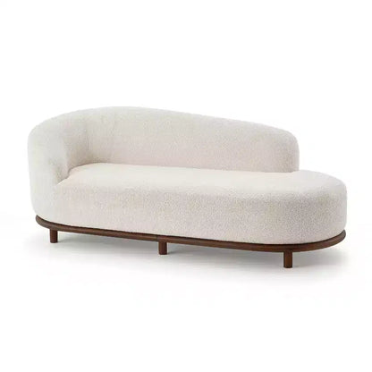 ModernLuxe Chaise Longue, Divano Moderno Metà Secolo con Struttura in Legno di Gomma, Daybed Orientato a Sinistra per Soggiorno