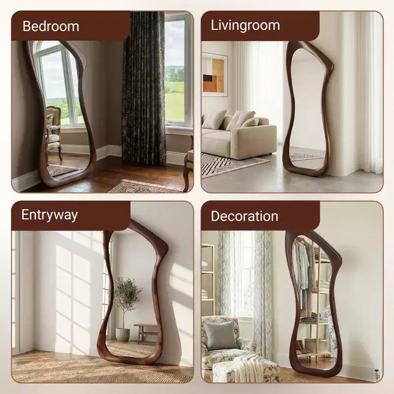 Dovelina 71H*31W Specchio a Figura Intera Asimmetrico Specchio Decorativo da Appoggio Specchio Moderno da Bagno per Soggiorno Sala da Pranzo Ingresso Camera da Letto