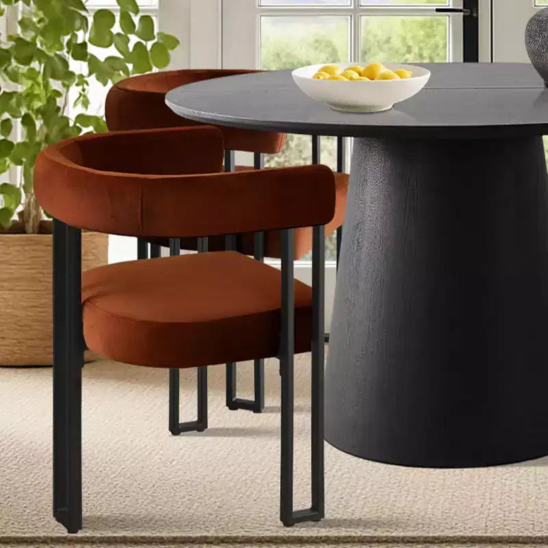 Set tavolo da pranzo allungabile da 120-210 cm per 4 persone, tavolo nero e 4 sedie da pranzo imbottite in velluto con gambe in metallo, stile moderno