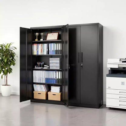 Armoire de Rangement Métallique VEVOR, Meuble de Rangement Verrouillable en Acier de 175 cm avec 4 Étagères Réglables, 2 Portes Magnétiques, 2 Clés, 5 Niveaux de Rangement pour Outils, Noir