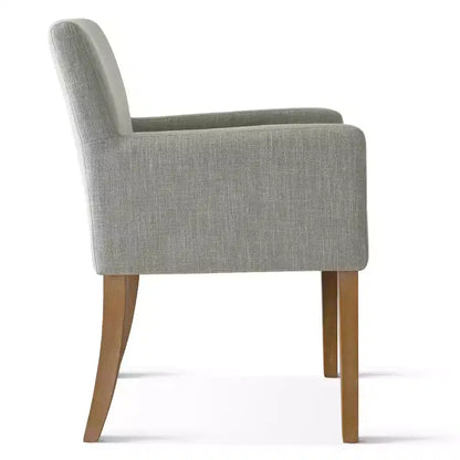 Set da pranzo da 9 pezzi con prolunga, include 6 sedie senza braccioli e 2 poltrone in lino neutro, gambe in legno massello, stile moderno-Panipeachy