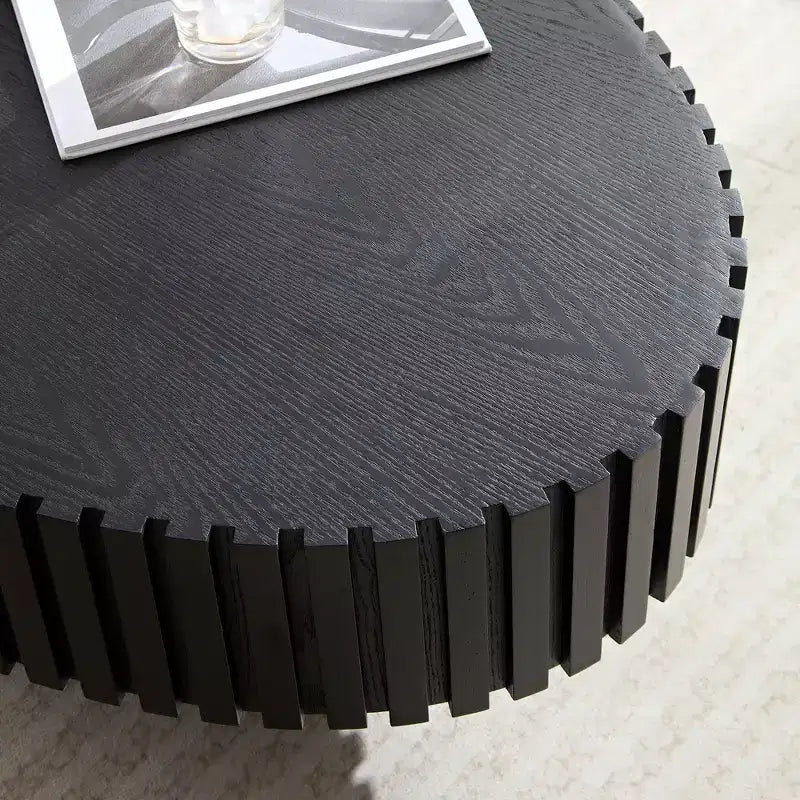 Tavolino da caffè ovale/quadrato, tavolino centrale scanalato minimalista, tavolino d'appoggio, frassino naturale/noce/nero opaco-ModernLuxe