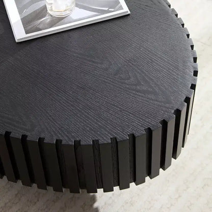 Tavolino da caffè ovale/quadrato, tavolino centrale scanalato minimalista, tavolino d'appoggio, frassino naturale/noce/nero opaco-ModernLuxe