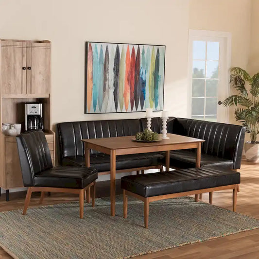 Set di 5 mobili per angolo pranzo Daymond Mid-Century con imbottitura e noce