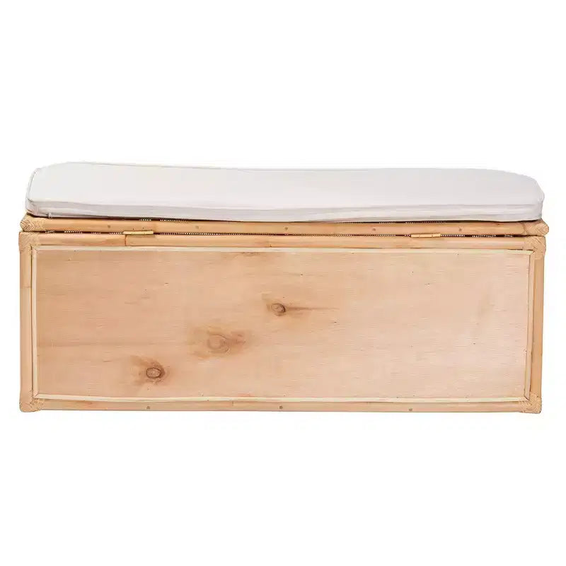 Panca contenitore in rattan naturale Bali & Pari Ishana Naturale/Bianco: Rivestimento in poliestere, telaio in compensato, nessun montaggio richiesto