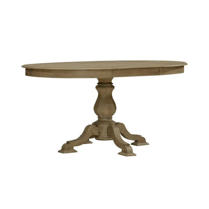 Table à dîner ronde sur pied Magnolia Manor avec rallonges escamotables - 2 finitions