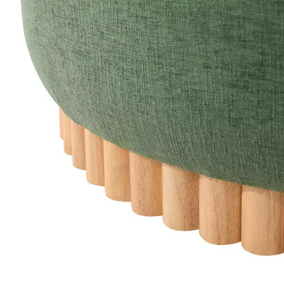 Pouf rotondo Polibi con base cilindrica in legno massello e coperchio reversibile