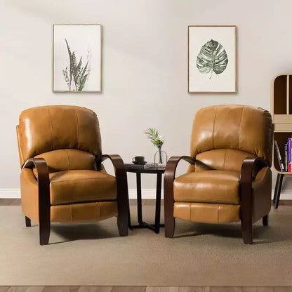 Lot de 2 fauteuils relax manuels en cuir véritable, inclinaison 159°