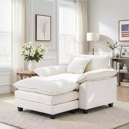 Poltrona a sacco oversize in ciniglia EHMKNP con pouf