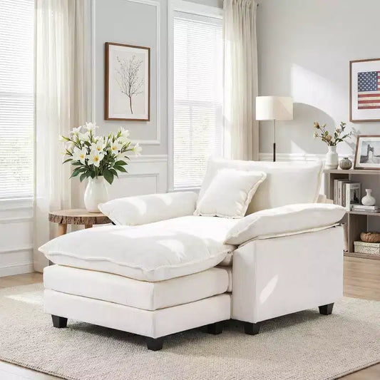 Poltrona a sacco oversize in ciniglia EHMKNP con pouf