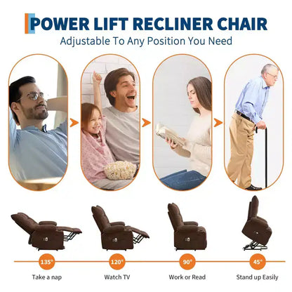 Fauteuil inclinable releveur électrique pour personnes âgées avec fonctions massage et chauffage, inclinable surdimensionné avec fonctions massage et chauffage, revêtement doux et rembourré, poche latérale et porte-gobelets