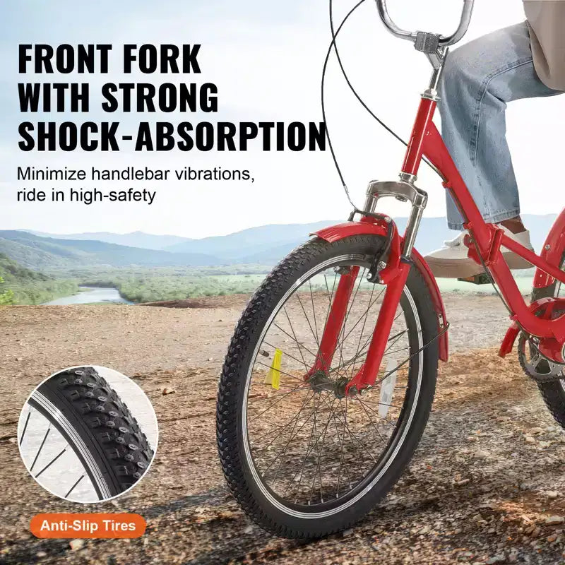 Tricycle pliant adulte VEVOR, Tricycle pliant adulte de 24 pouces, Vélo cruiser à 3 roues en acier au carbone avec grand panier et selle réglable