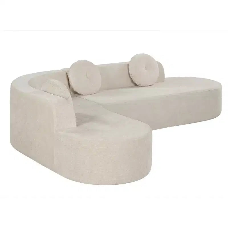 Divano componibile Whisen 122'' Extra Large, Elegante Divano Imbottito in Tessuto con Tre Cuscini Rotondi, Schiuma ad Alta Resilienza