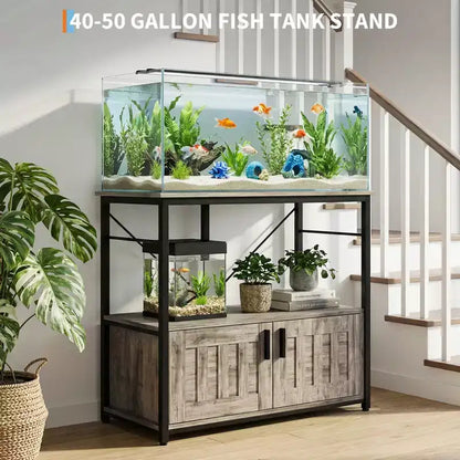 Supporto per acquario resistente per vasche da 150-190 litri, mobile in metallo e legno, capacità 300 kg, porta accessori per pesci, organizer elegante per la casa