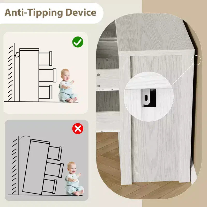 Comò Moderno Largo a 7 Cassetti per Camera da Letto, Grande Cassettiera in Legno con Organizzatore per Soggiorno, Corridoio e Ingresso