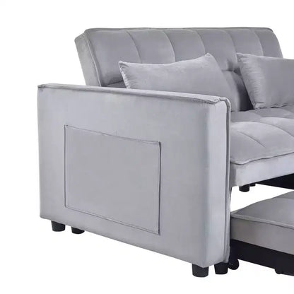 Canapé-Lit Convertible 3 en 1 en Velours Gris Ciment avec Oreillers et Poches, Canapé-Lit Extensible Moderne, Dossier Réglable
