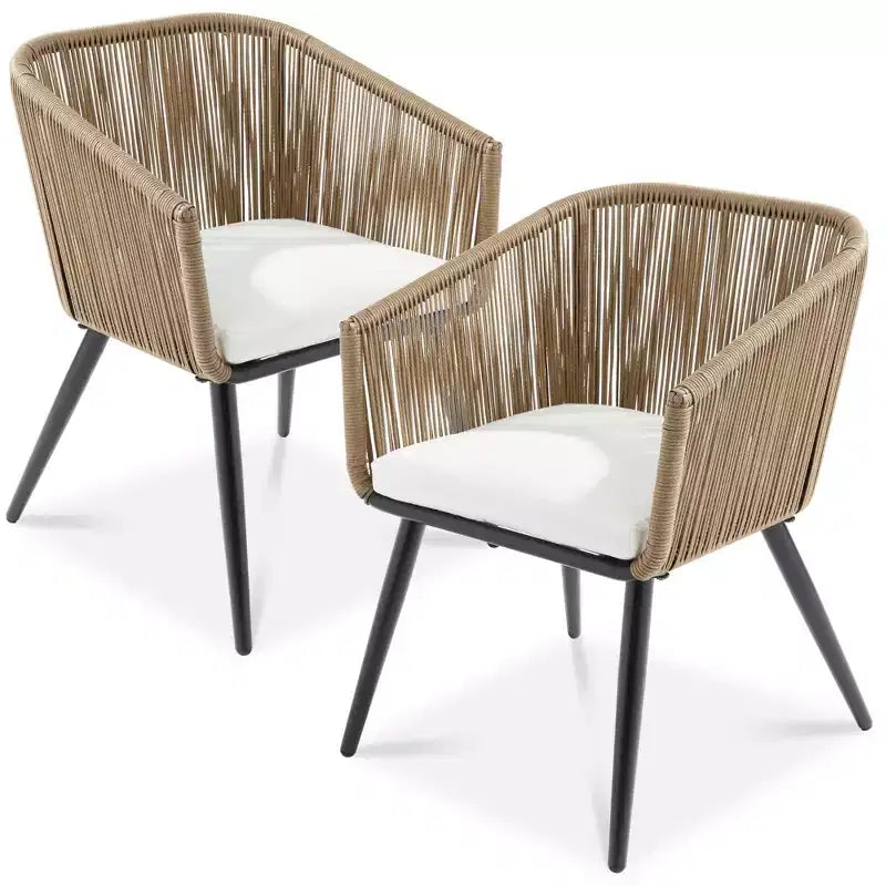 Lot de 2 chaises de salle à manger d'extérieur Best Choice Products, en osier tressé, capacité de 113 kg
