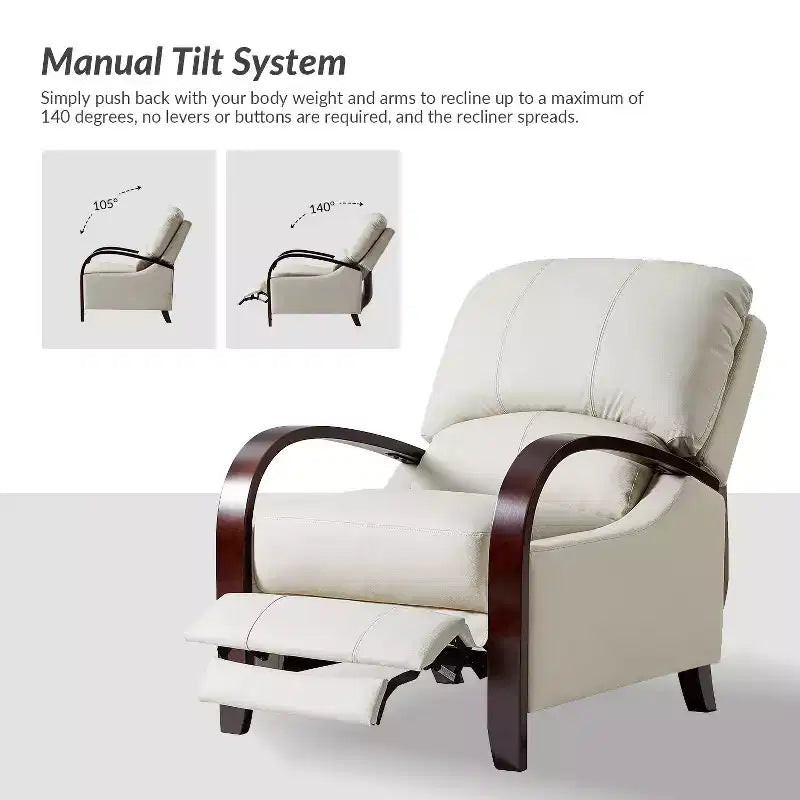 Lot de 2 fauteuils relax manuels en cuir véritable, inclinaison 159°