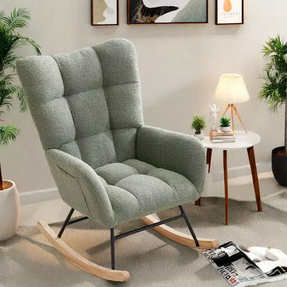 Fauteuil à bascule pour chambre d'enfant, Fauteuil à bascule pour salon pour l'allaitement, Fauteuils d'appoint confortables pour chambre à coucher, Fauteuils rembourrés en peluche Teddy pour l'intérieur
