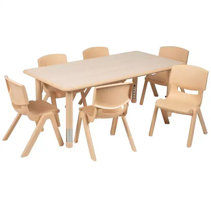Set Tavolo Attività Rettangolare Regolabile in Altezza in Plastica Emma and Oliver 23.625"W x 47.25"L con 6 Sedie