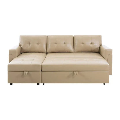Divano componibile convertibile reversibile con letto estraibile, chaise longue con contenitore nascosto e gambe durevoli