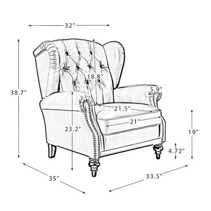 Fauteuil en cuir classique Alex avec clous décoratifs par HULALA HOME