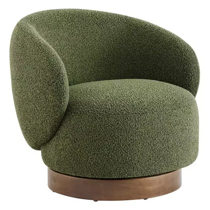 Fauteuil d'appoint pivotant Spruce&Spring en tissu avec base en bois