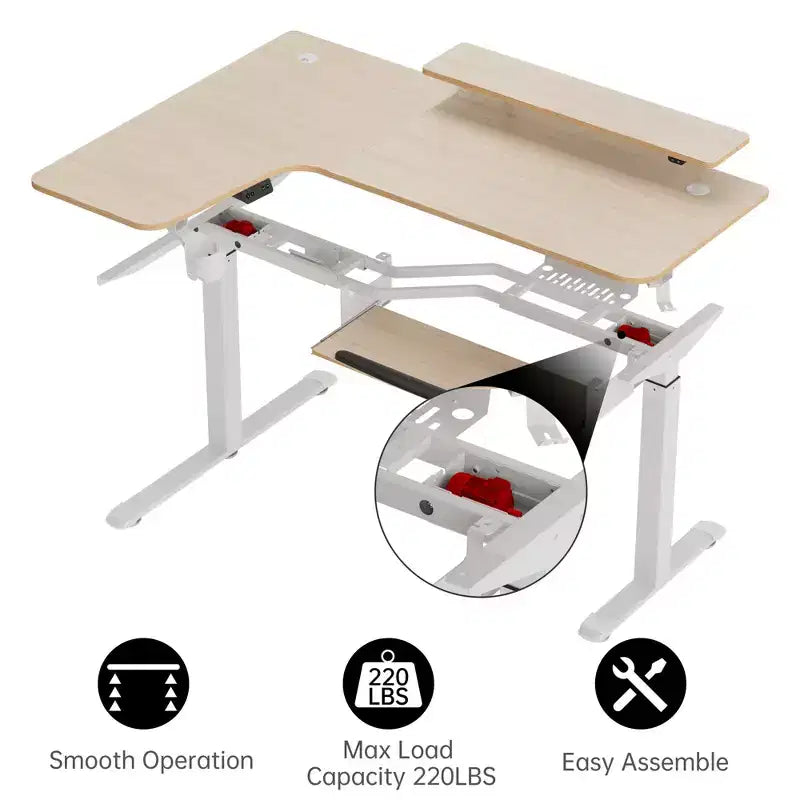 Scrivania angolare EUREKA ERGONOMIC 60x23 regolabile in altezza con set di accessori