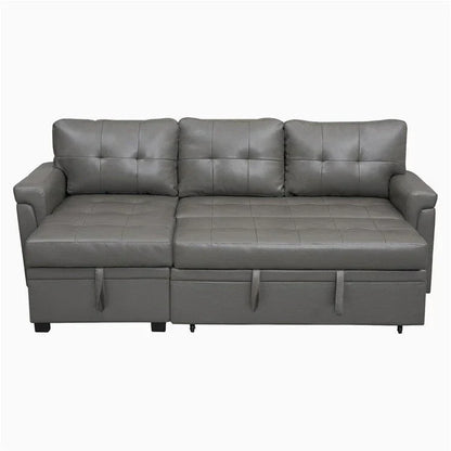 Divano componibile convertibile reversibile con letto estraibile, chaise longue con contenitore nascosto e gambe durevoli