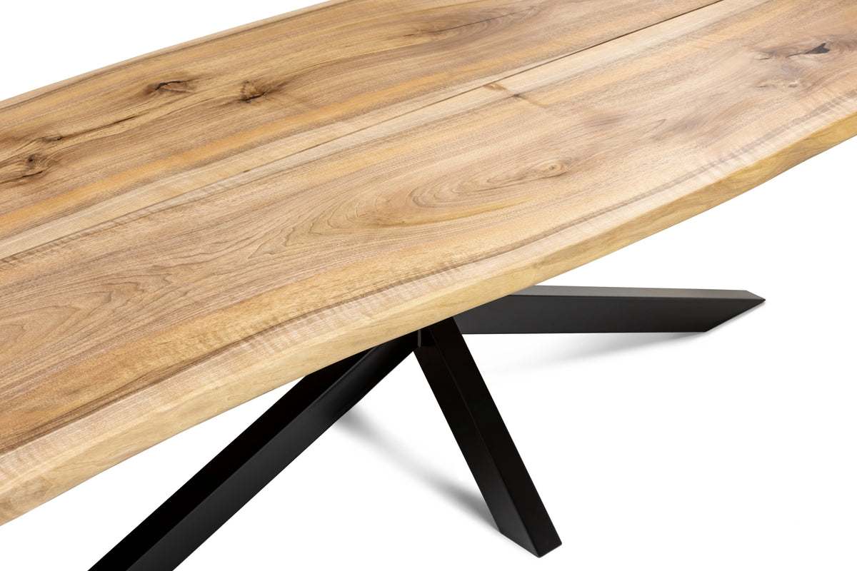 Table à manger en noyer avec pied araignée - Fabriquée à la main en bois massif - cette magnifique table en noyer avec pied araignée est une pièce maîtresse