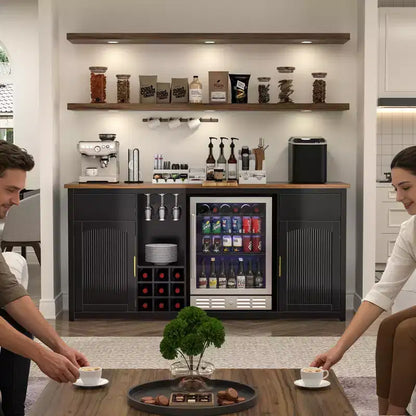 Mobile bar extra lungo GDLF con spazio per frigorifero, mobile per vino e liquori moderno, 78,7