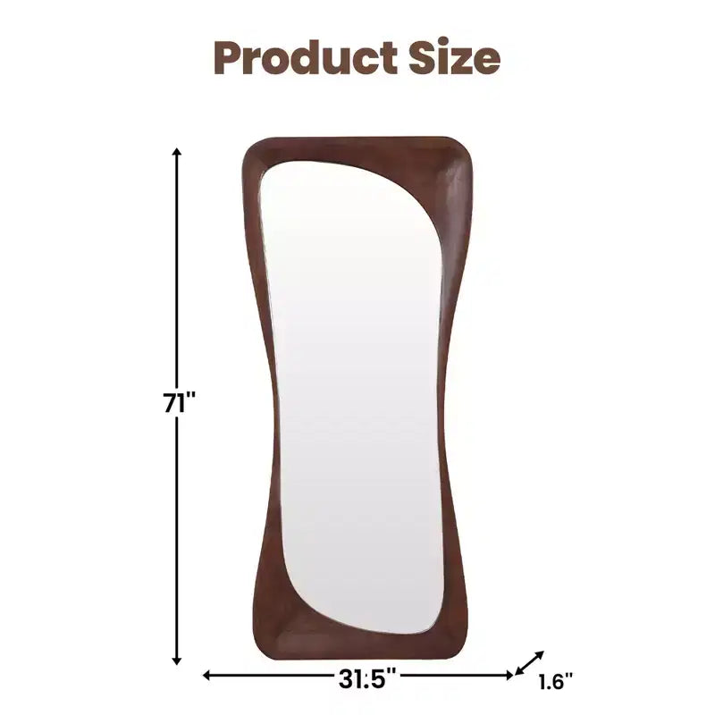 Dovelina 71H*31W Specchio a Figura Intera Asimmetrico Specchio Decorativo da Appoggio Specchio Moderno da Bagno per Soggiorno Sala da Pranzo Ingresso Camera da Letto
