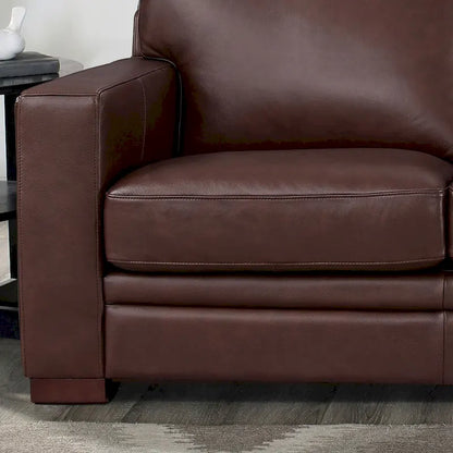 Divanetto Hydeline Dillon in pelle pieno fiore con piume, memory foam e molle