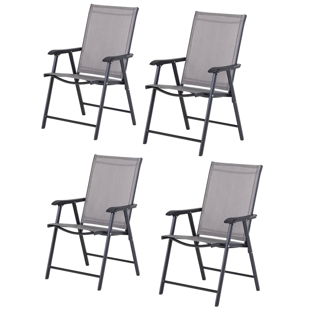 Set di 4 sedie pieghevoli Outsunny per patio, dal design semplice ed elegante, comode per terrazza, giardino, cortile e viaggio