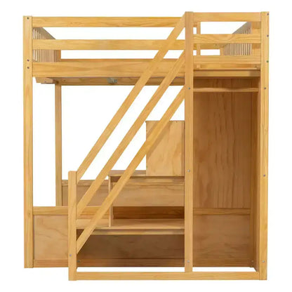 Letto a soppalco Queen Size con scaletta, armadio e scaffali - MDF, 295 kg